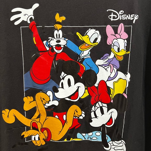 Disney Black Short Sleeve Tee with Mickey & Friends Colorful Graphic - Picture 3 of 6
